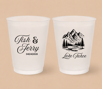Personalized Lake Tahoe Wedding Frosted Cups