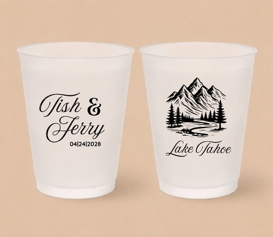Personalized Lake Tahoe Wedding Frosted Cups