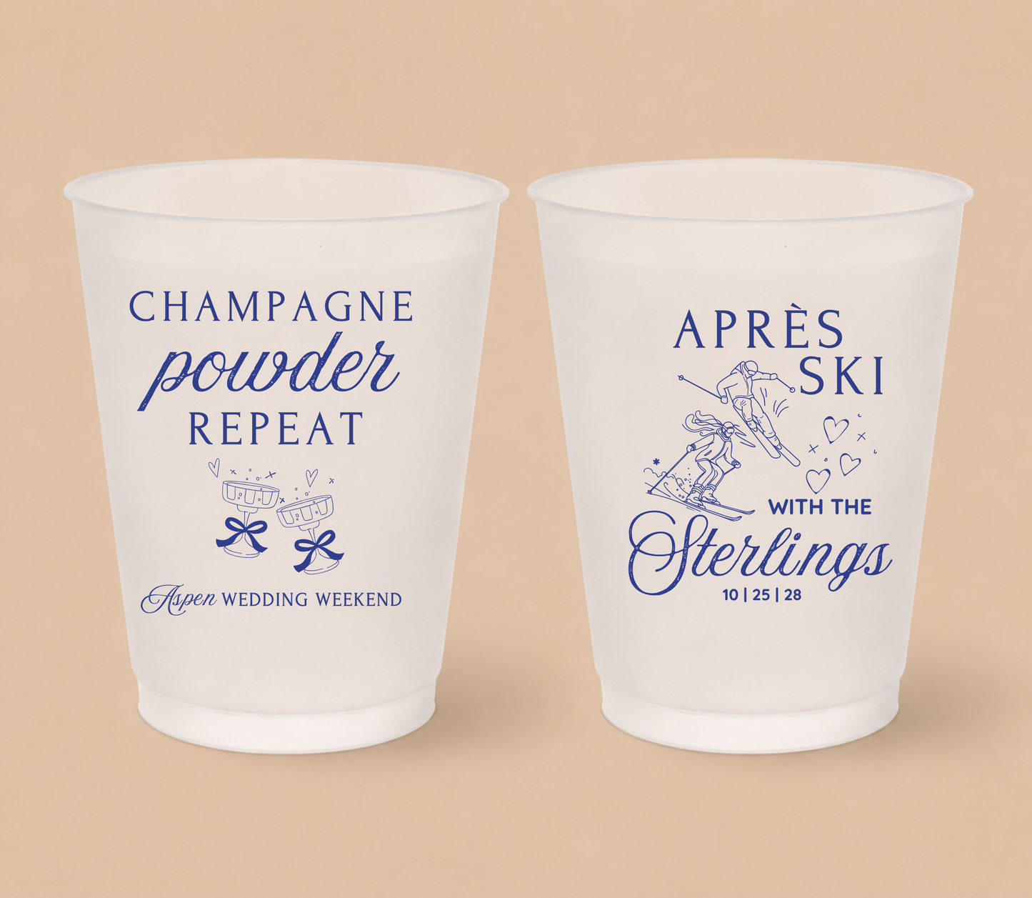 Personalized Après Ski Champagne Wedding Frosted Cups