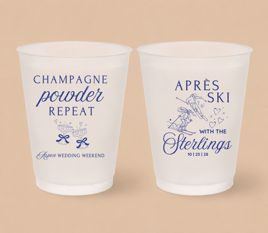 Personalized Après Ski Champagne Wedding Frosted Cups