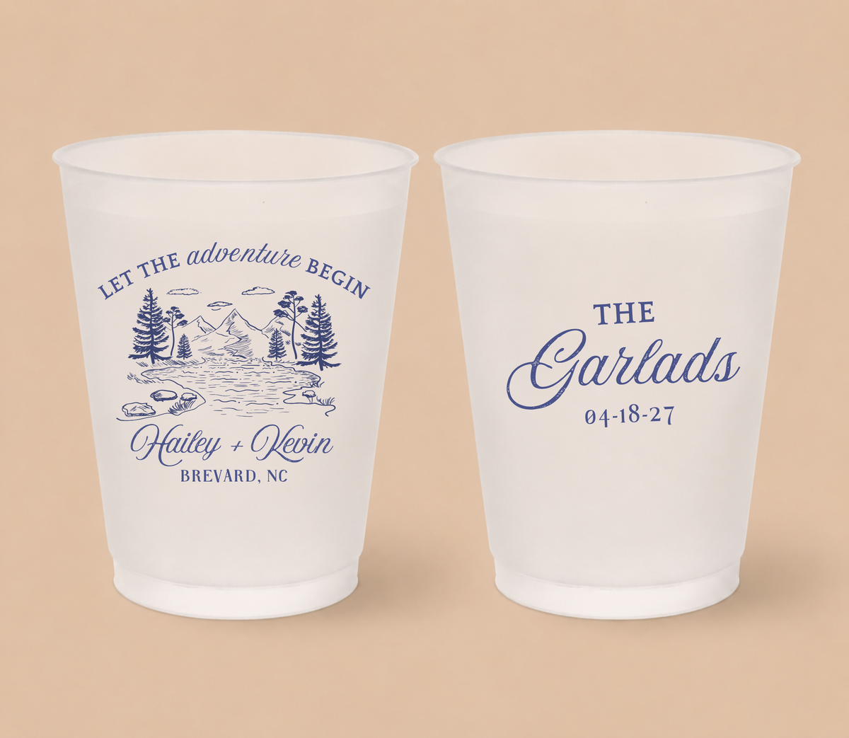 Personalized Mountain Wedding Frosted Cups