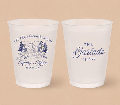 Personalized Mountain Wedding Frosted Cups