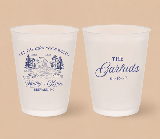Personalized Mountain Wedding Frosted Cups