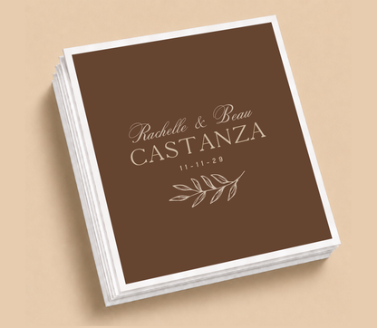 Personalized Name Botanical Wedding Table Napkins