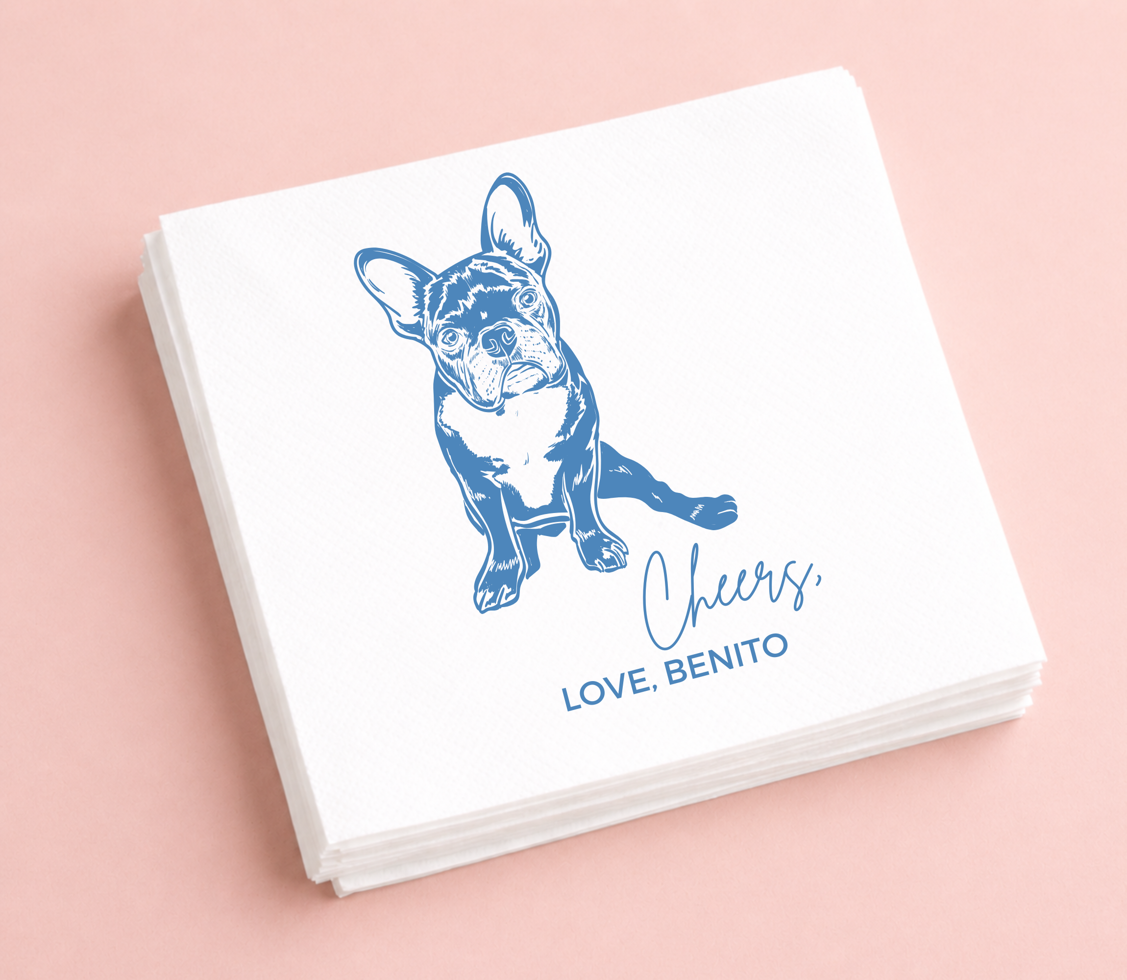 Custom dog wedding napkins cheers design
Personalized pet portrait napkins dog
Dog illustration cocktail napkins wedding
Minimal dog wedding napkin design