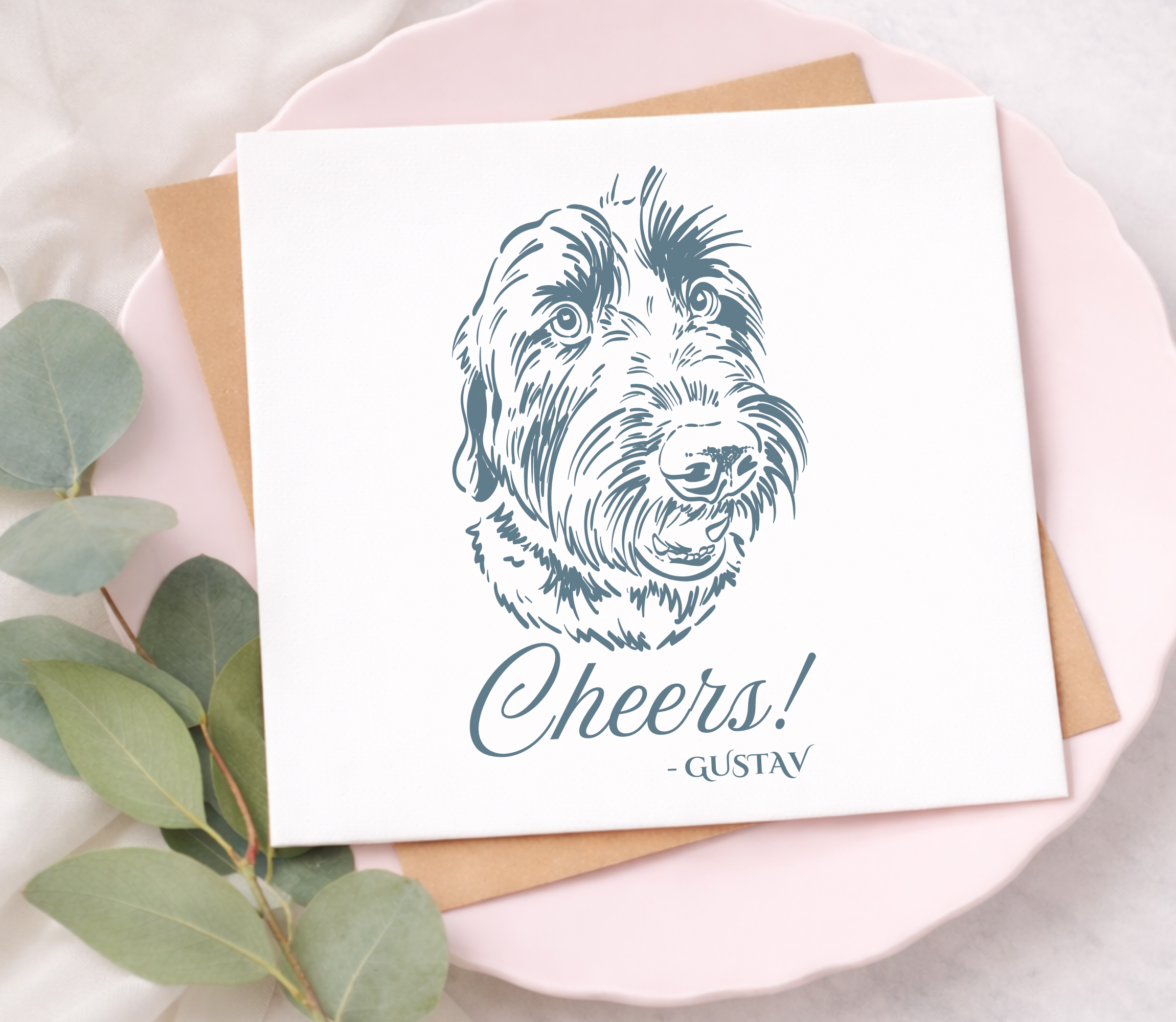 Minimalist dog portrait wedding napkins custom design
Personalized pet napkins cheers script wedding
Custom dog illustration cocktail napkins simple style
Elegant wedding napkins with dog portrait