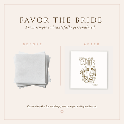 Personalized Pet Portrait Design Wedding Napkins