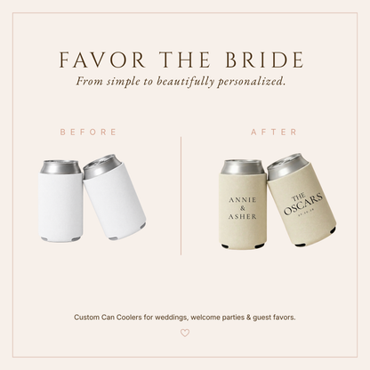 Personalized Couple Minimalist Wedding Can Coolers