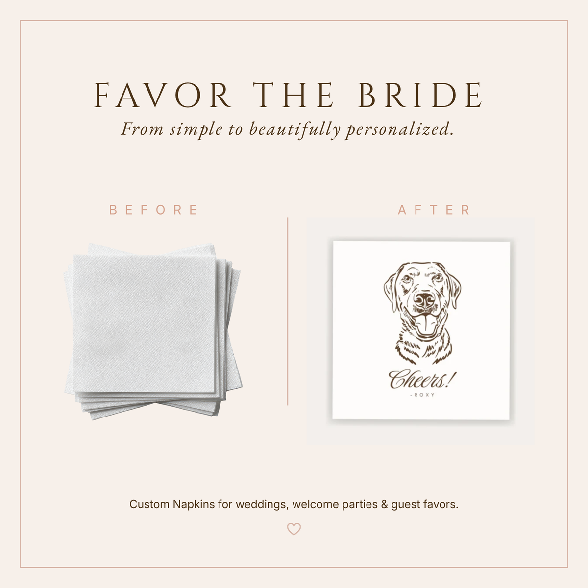 Personalized Pet Name Portrait Wedding Napkins