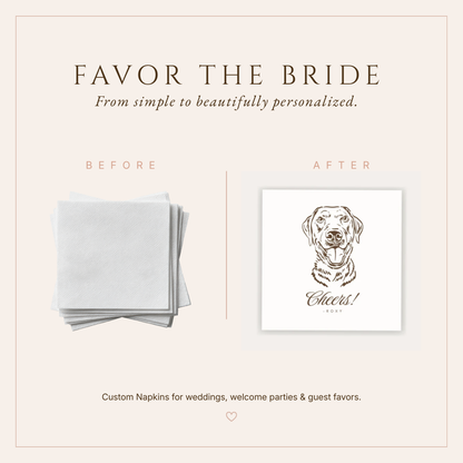 Personalized Pet Name Portrait Wedding Napkins