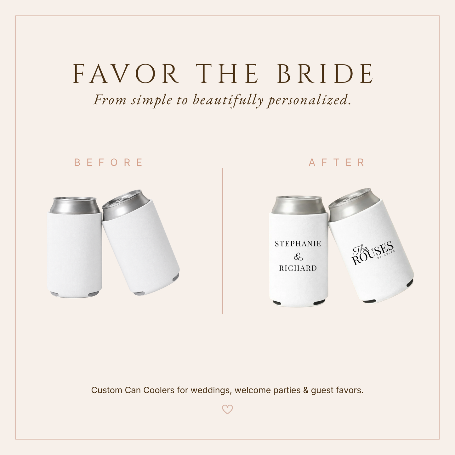 Personalized Couple Classic Wedding Can Coolers