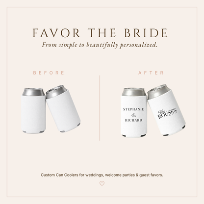Personalized Couple Classic Wedding Can Coolers