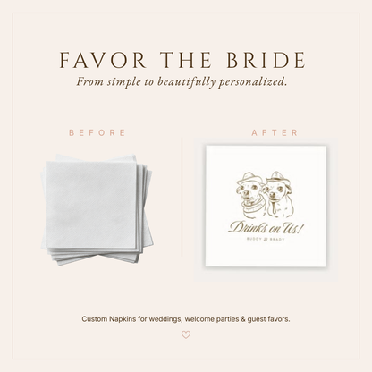 Personalized Dog Portrait Wedding Napkins