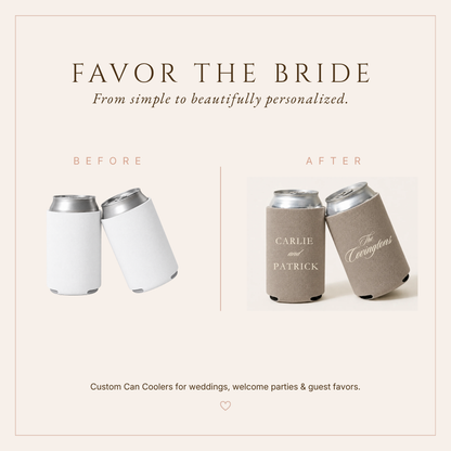 Personalized Couple Minimalist Wedding Can Cooler