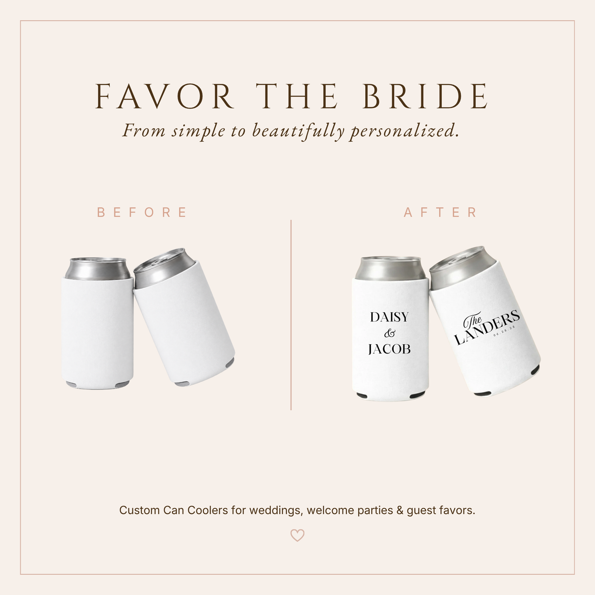 Personalized Couple Elegant Wedding Can Coolers