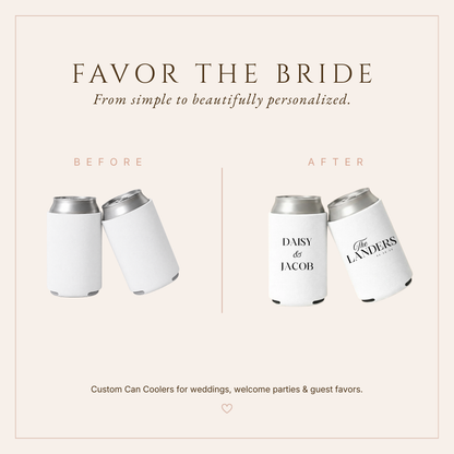 Personalized Couple Elegant Wedding Can Coolers