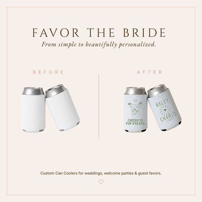 Personalized Dog Portrait Wedding Can Coolers