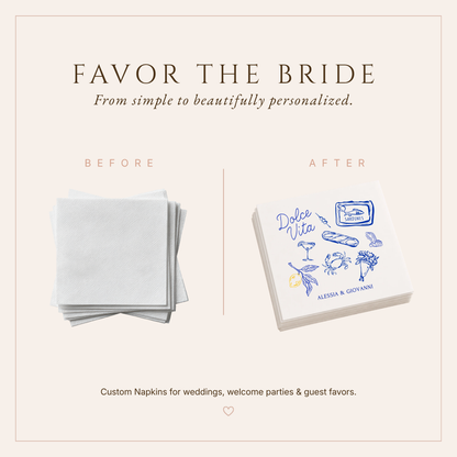 Personalized Dolce Vita Wedding Table Napkins