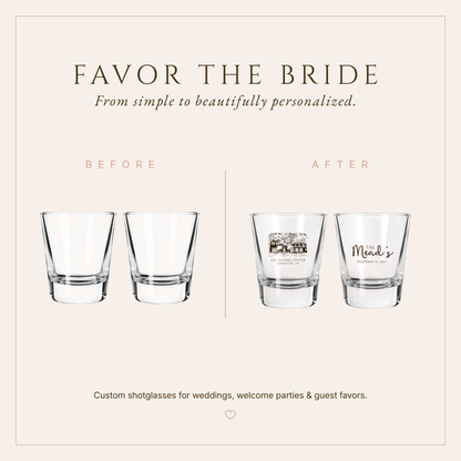 Personalized Historic Venue Wedding Shot Glasses