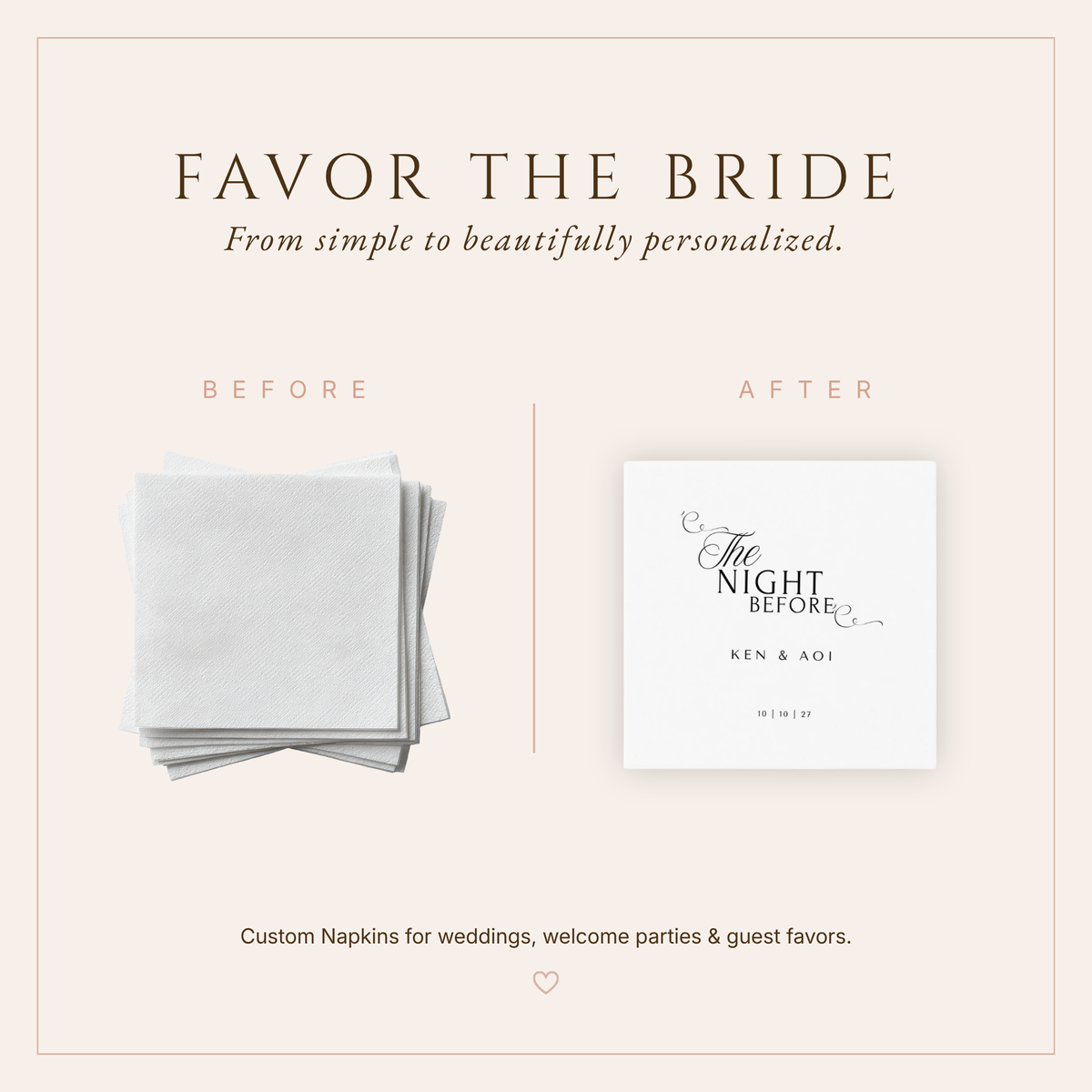 Personalized Couple Names Wedding Napkins