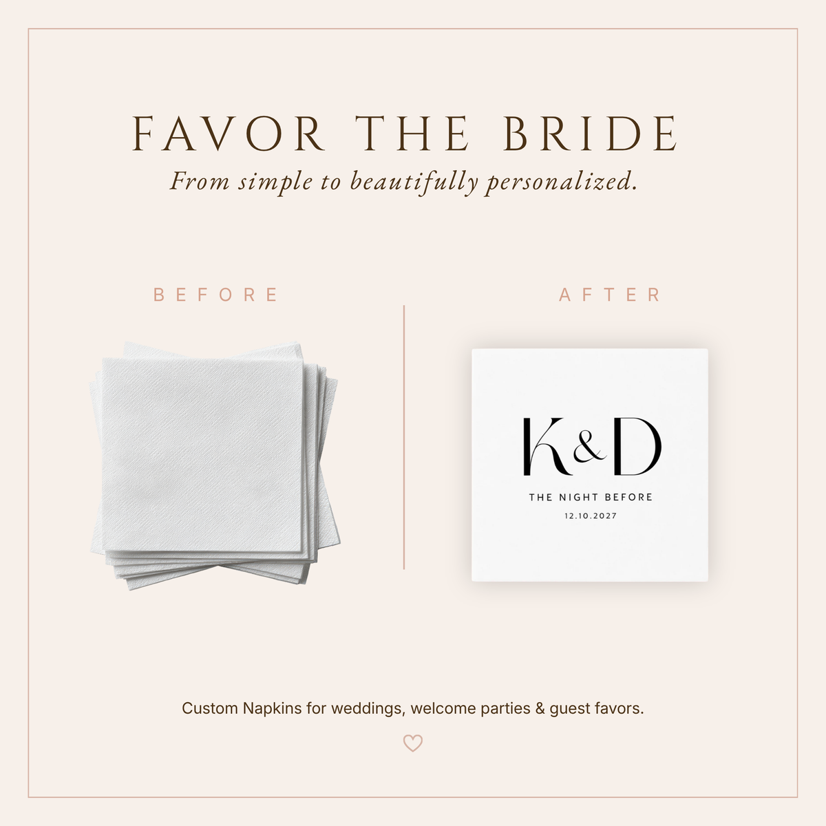 Personalized Initials And Wedding Date Napkins