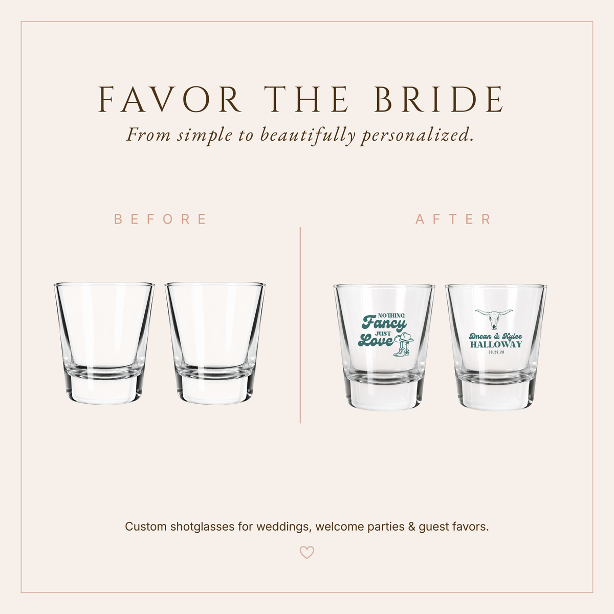Personalized Western Wedding Shot Glasses