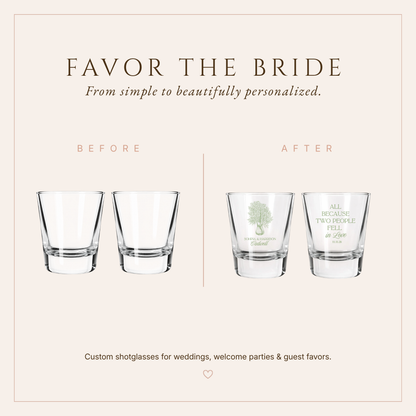Personalized Love Tree Wedding Shot Glasses