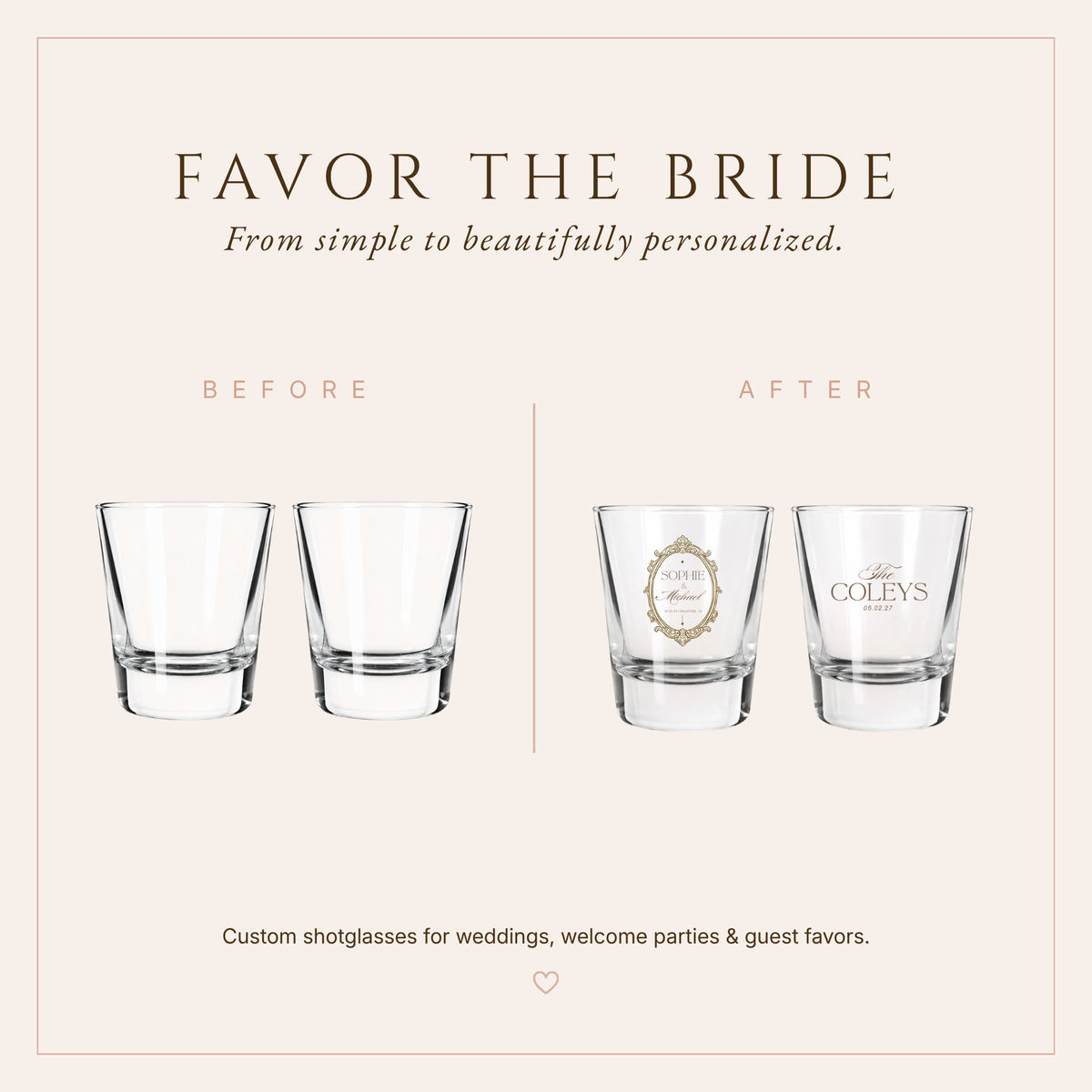 Personalized Elegant Signature Wedding Shot Glasses