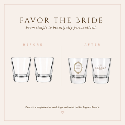 Personalized Elegant Signature Wedding Shot Glasses
