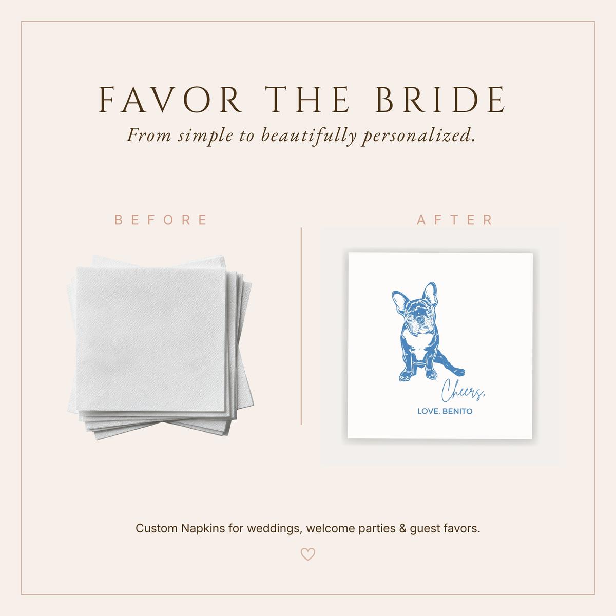 Personalized Pet Portrait Wedding Napkins