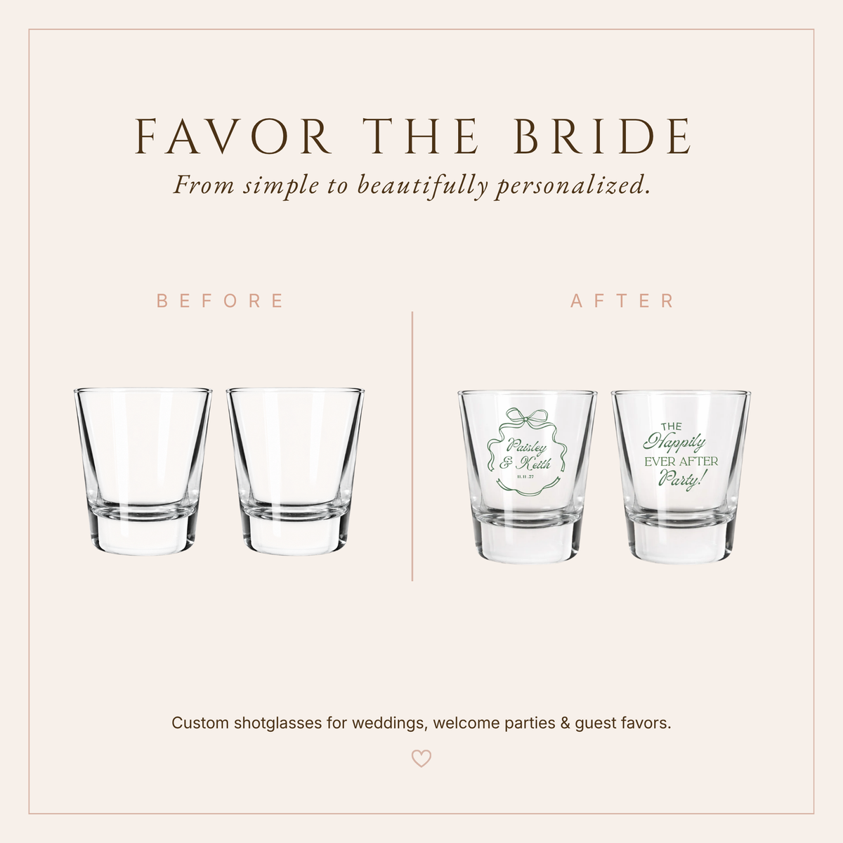 Personalized Elegant Wedding Shot Glasses