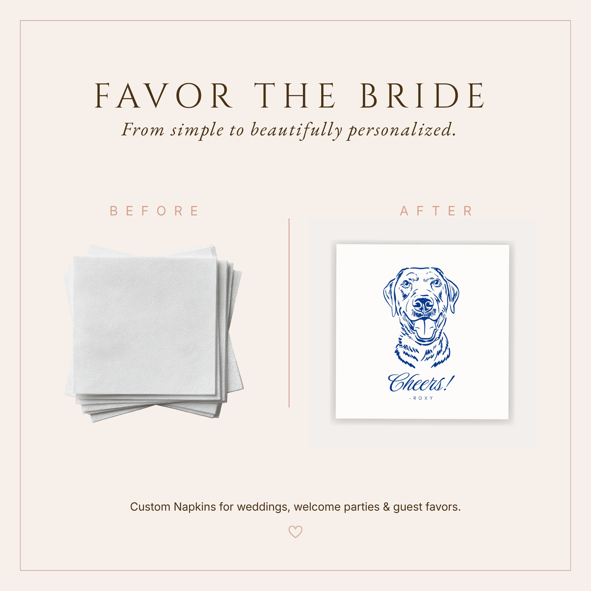 Personalized Dog Portrait Cheers Wedding Napkins