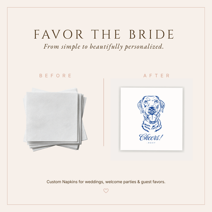 Personalized Dog Portrait Cheers Wedding Napkins