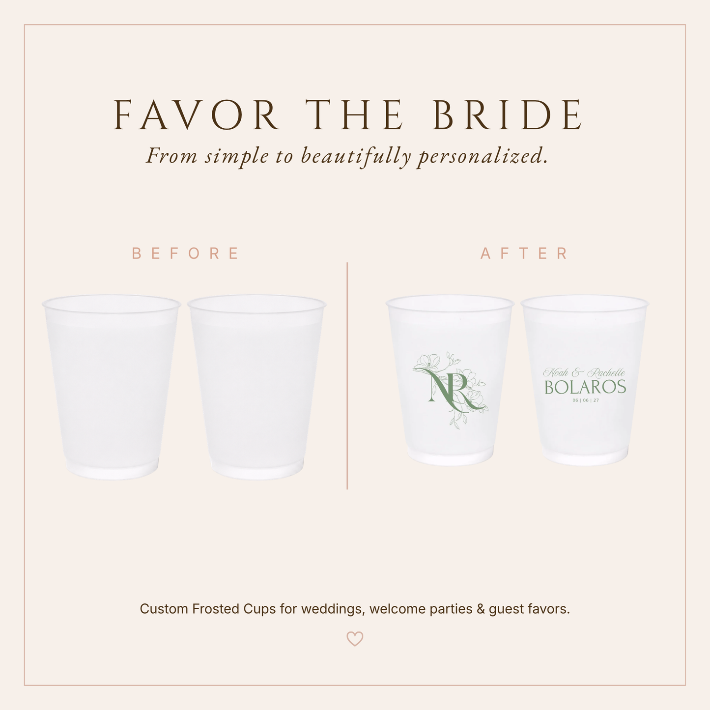 Personalized Floral Monogram Wedding Frosted Cups