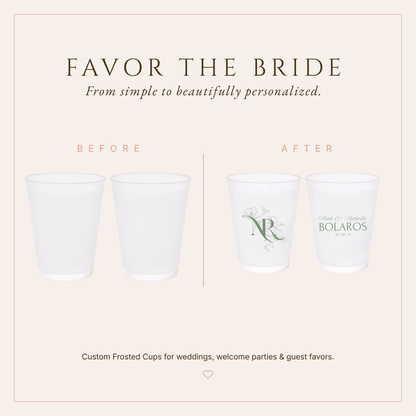 Personalized Floral Monogram Wedding Frosted Cups