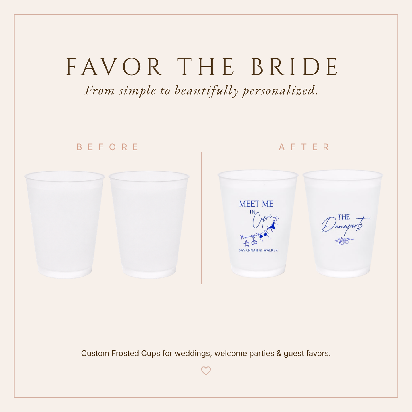 Personalized Capri Coastal Wedding Frosted Cups