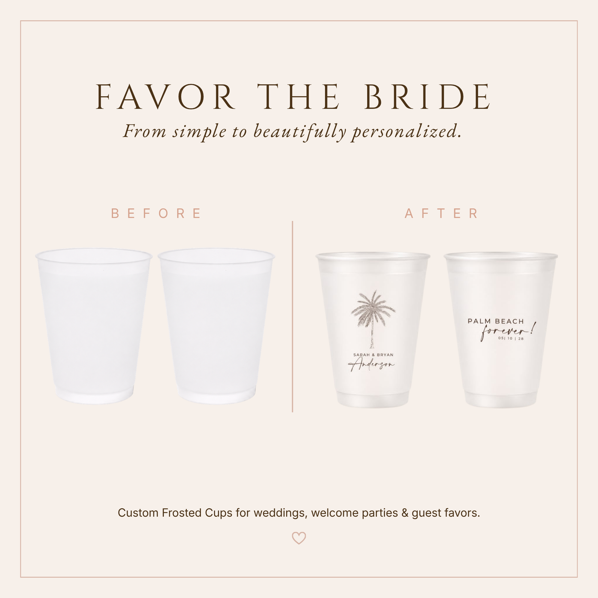 Personalized Palm Beach Frosted Wedding Cups