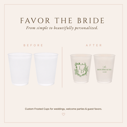 Personalized Floral Crest Wedding Frosted Cups
