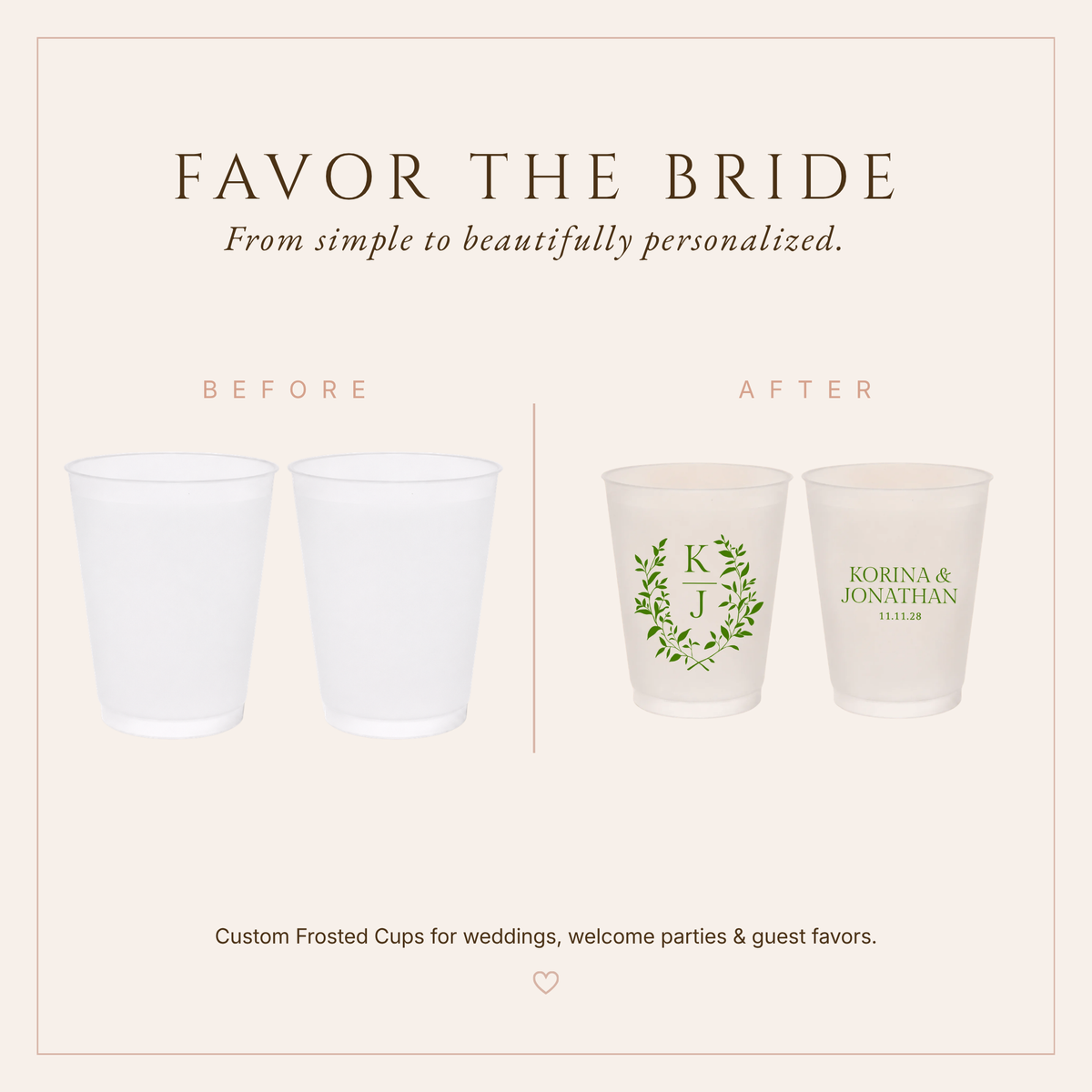 Personalized Botanical Elegant Monogram Wedding Frosted Cups