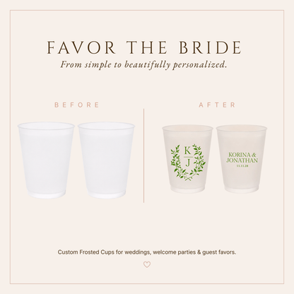 Personalized Botanical Elegant Monogram Wedding Frosted Cups