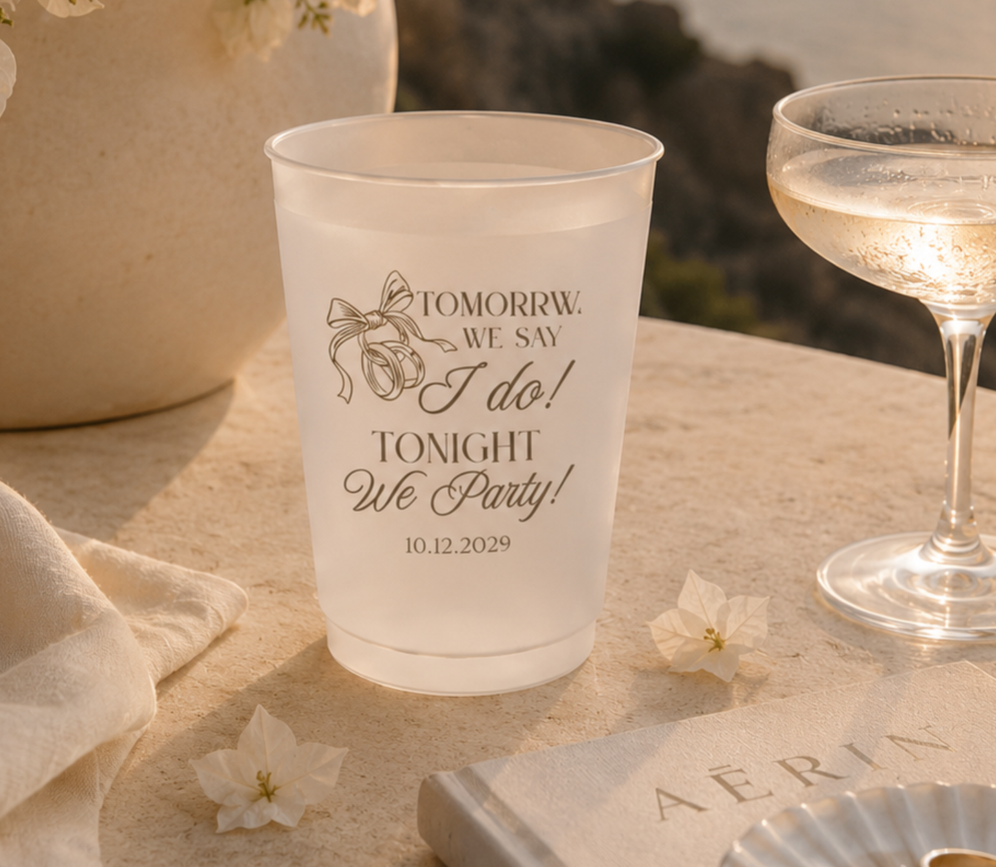 Tomorrow We Say I Do Frosted Cups Script Style