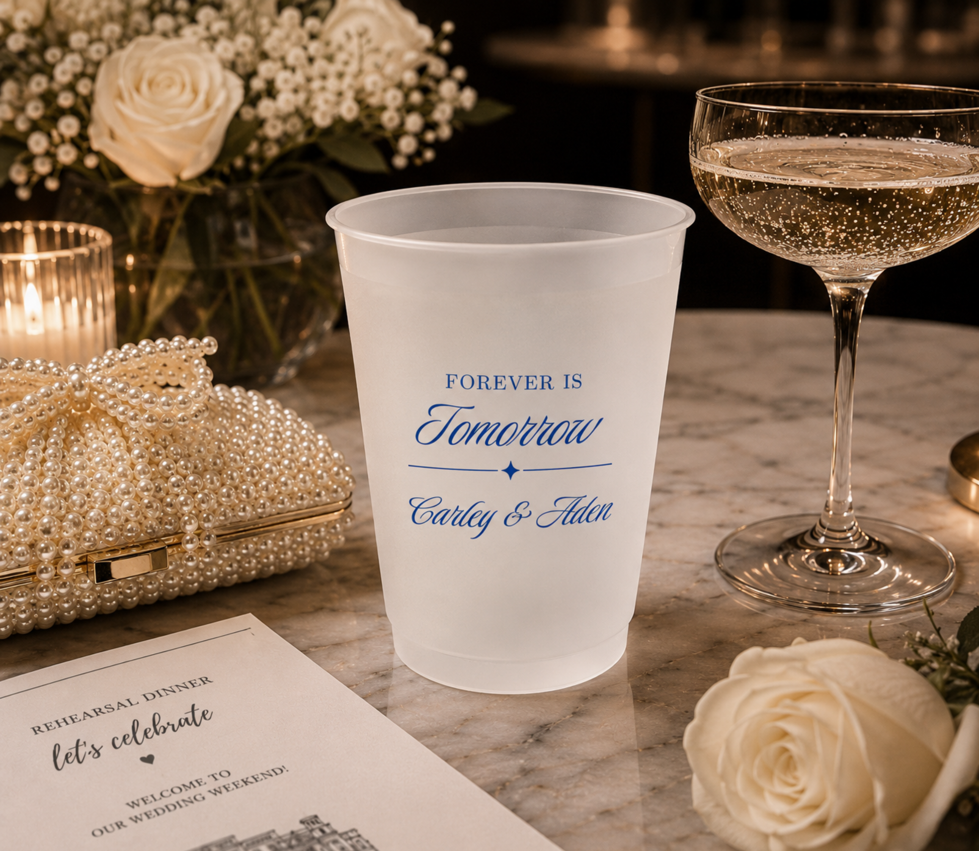 Forever Is Tomorrow Personalized Frosted Wedding Cups