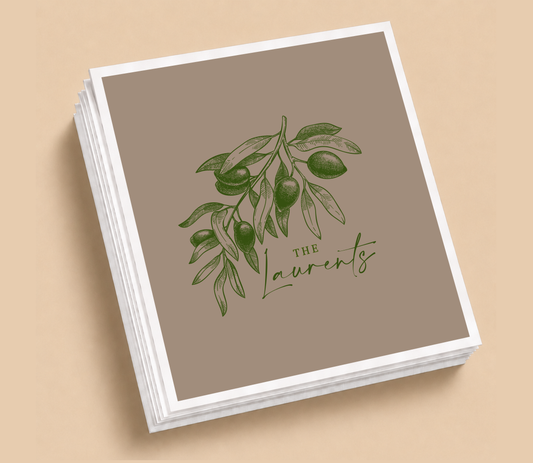 Personalized Olive Branch Wedding Table Napkins