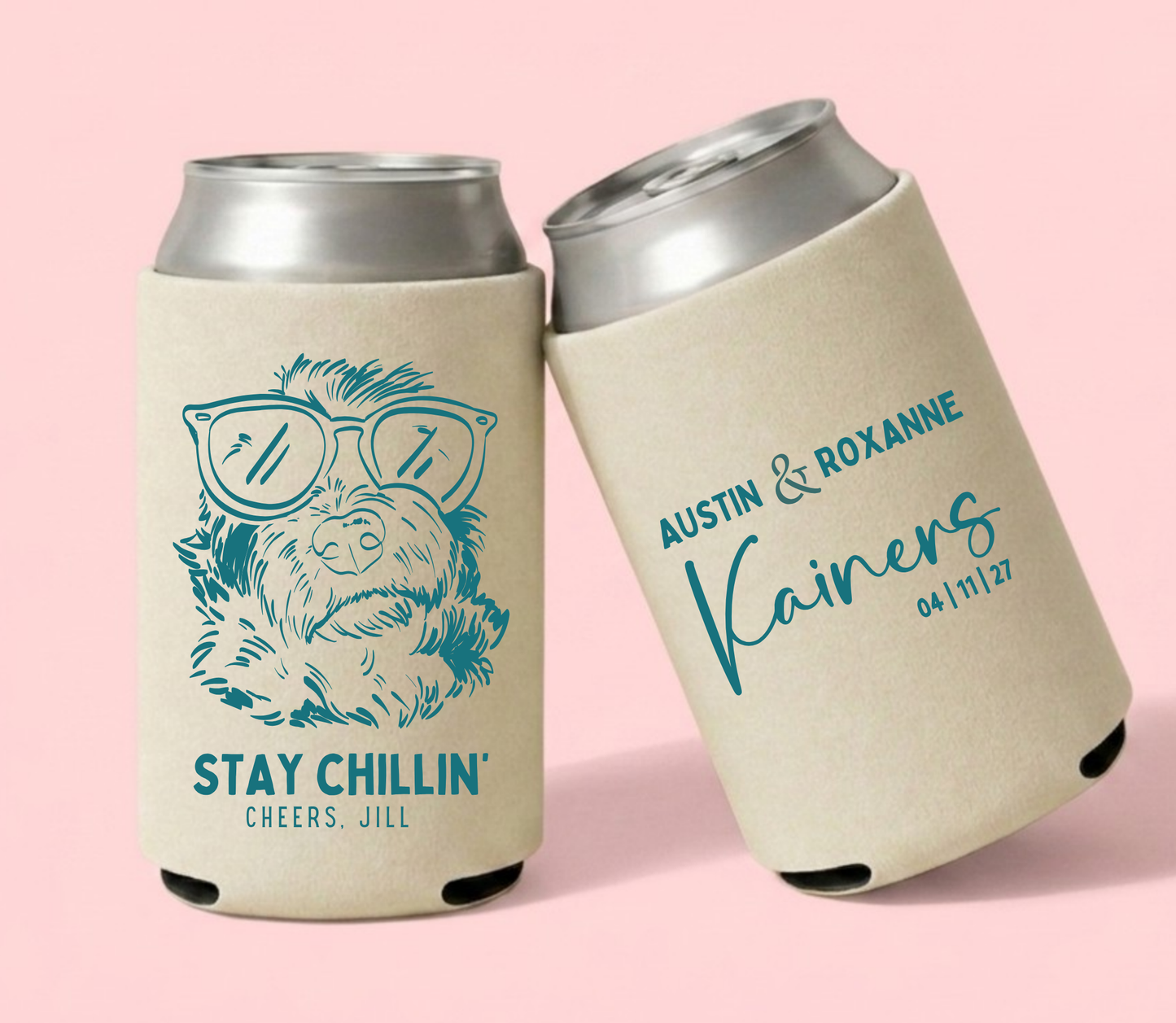 Cute Sunglasses Dog Wedding Can Cooler Pet Portrait Gift.