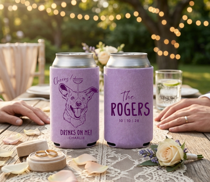 Pet Drawing Wedding Can Cooler