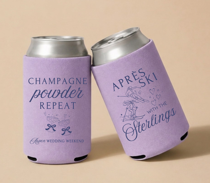 Personalized Après Ski Wedding Can Coolers