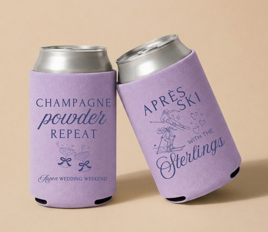 Personalized Après Ski Wedding Can Coolers