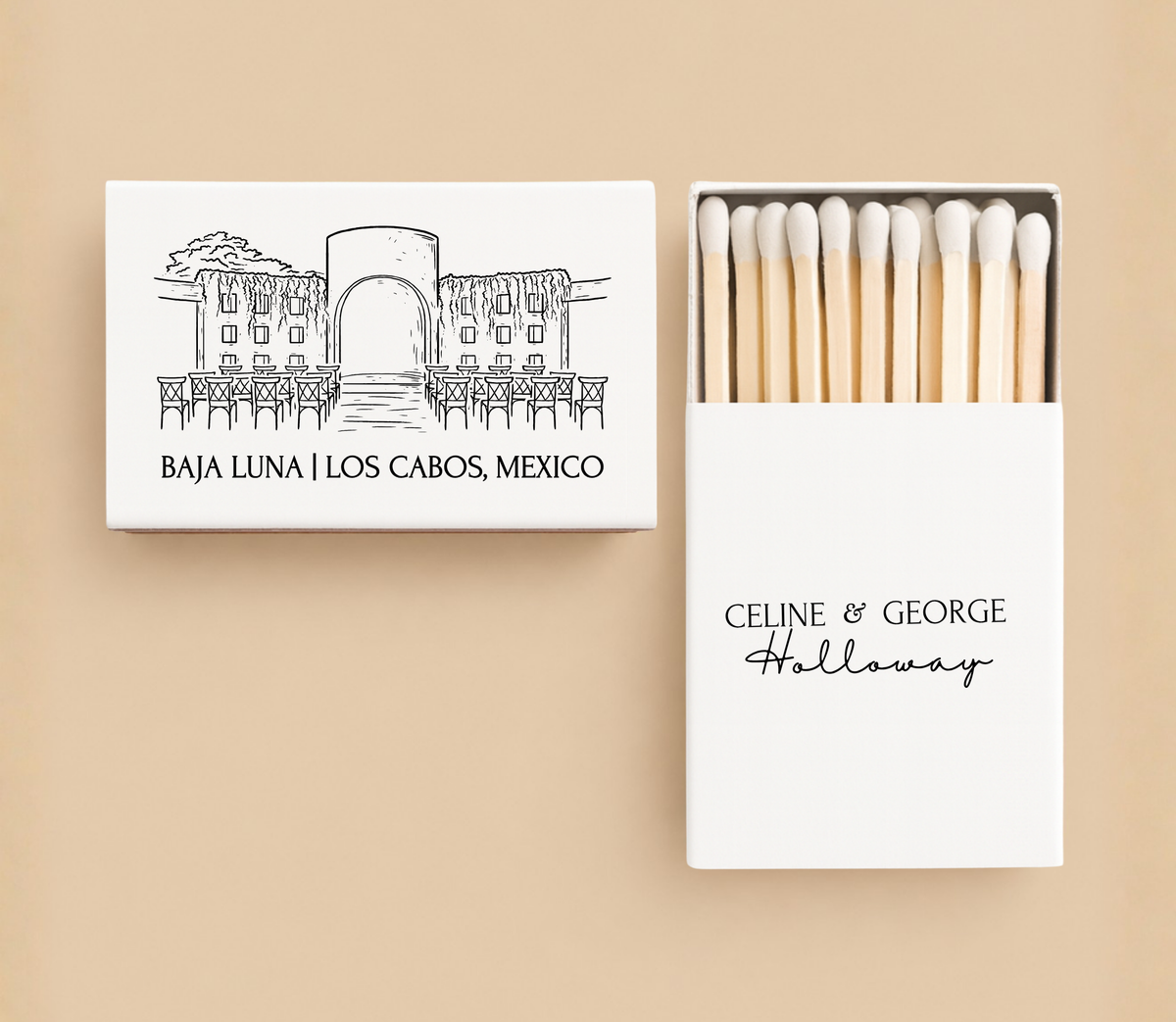 Personalized Baja Luna Wedding Matchboxes