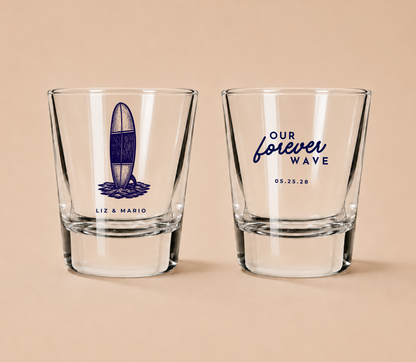 Personalized Beach Surf Wedding Shot Glasses