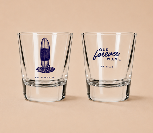Personalized Beach Surf Wedding Shot Glasses